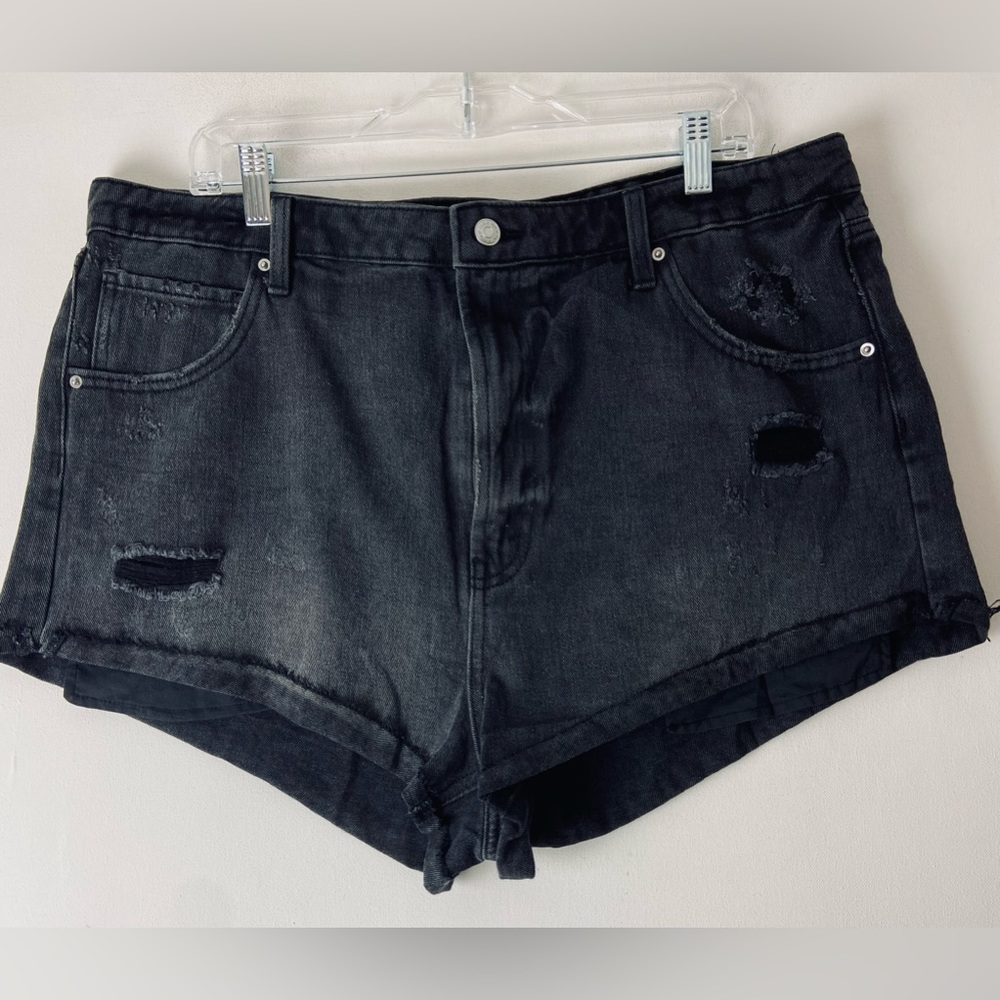 Wild Fable Black Distressed High Rise Cheeky Shorts Plus Size 18 (737)